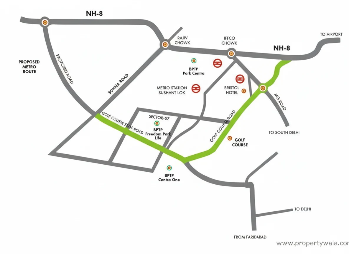 BPTP DownTown 66 Location