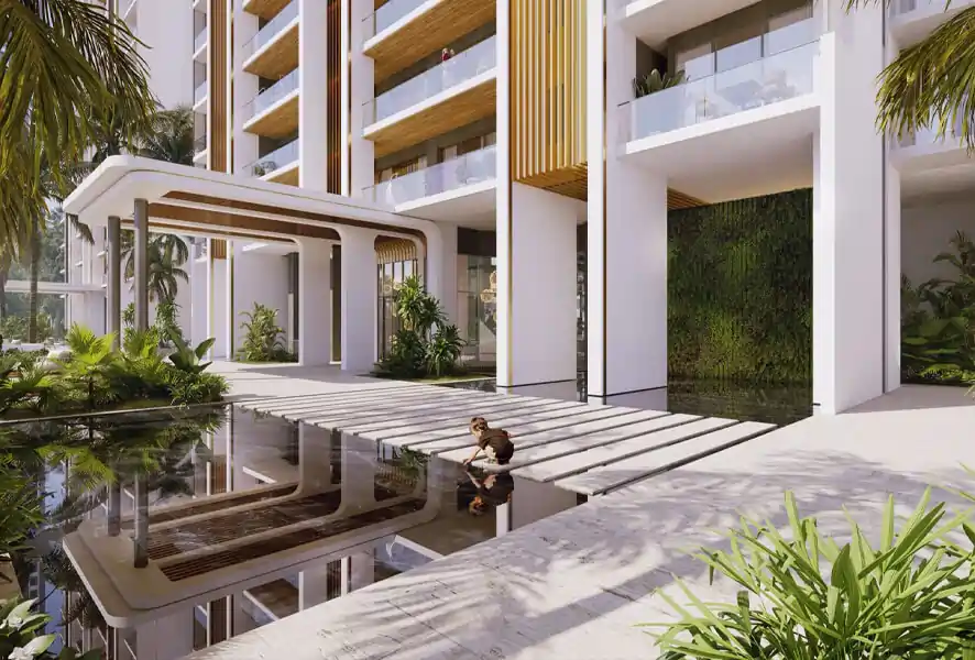 Grand entrance of M3M Altitude in Gurgaon featuring modern architectural design and landscaped surroundings.