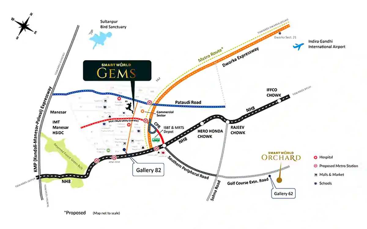Smartworld Gems location Smartworld Gems Sector 89 Gurgaon Location Map – Near Dwarka Expressway