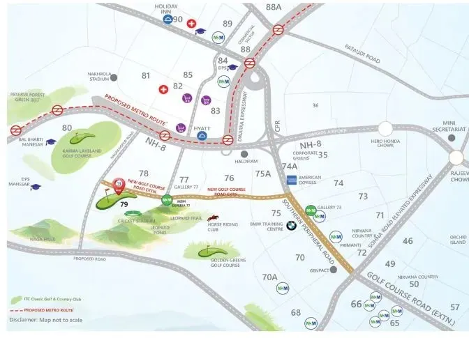 Golf Hills Sector 79 Gurgaon Location Map