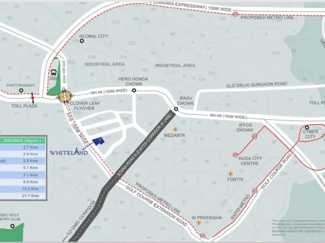 Location map Whiteland Urban Cubes 71 Sector 71 Gurgaon
