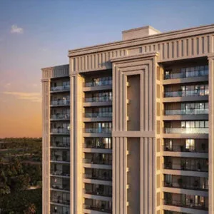 Exterior view of Godrej Vrikshya residential tower