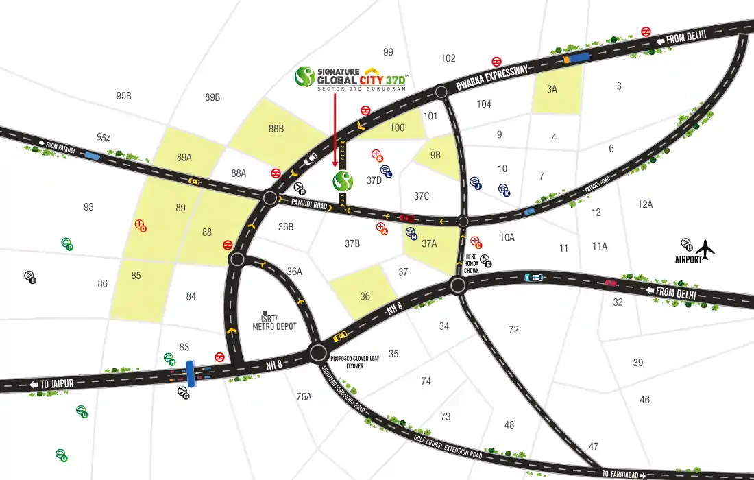 Signature Global City Sector 37D Gurgaon Location Map – Near Dwarka Expressway