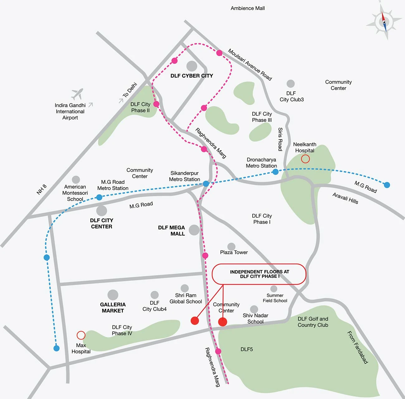Location map of DLF Phase 2 Floors Gurgaon