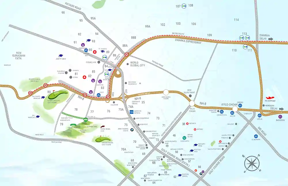 M3M Soulitude Sector 89 Gurgaon Location Map – Near Dwarka Expressway
