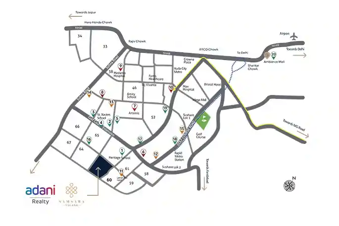 Adani Samsara Vilasa Location Map Sector 63 Gurgaon