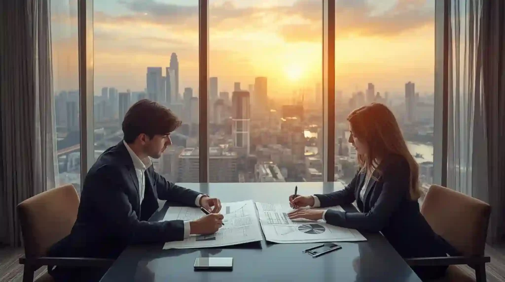 Couple exploring real estate investment opportunities in luxury Gurgaon apartment