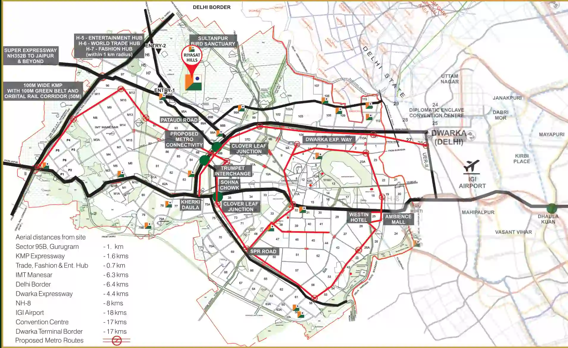 location-map raheja riyasat Location map of Raheja Riyasat Sector 95B near Dwarka Expressway