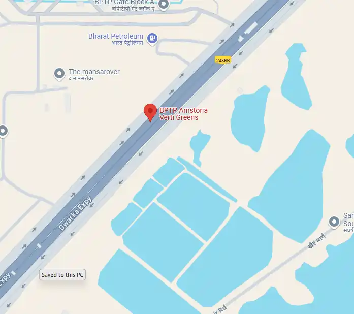 Location map showing connectivity of BPTP Verti Greens Faridabad