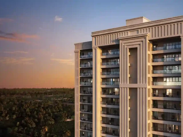 Godrej Vrikshya exterior view with lush green landscaping