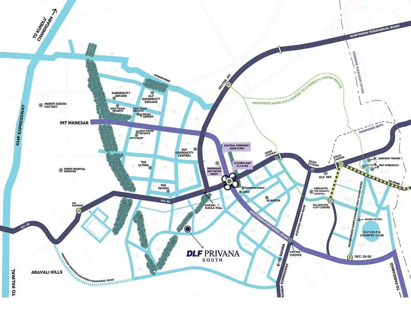 DLF Privana West location with excellent connectivity in Gurugram