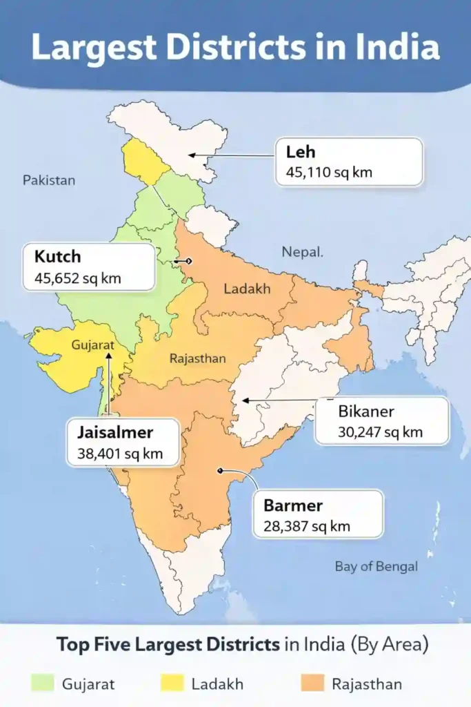 Top 5 Largest districts in India