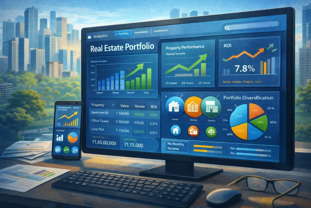Digital tools used for modern real estate portfolio management and property investment tracking