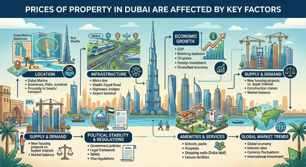 Prices of Property in Dubai are Affected by Factors.