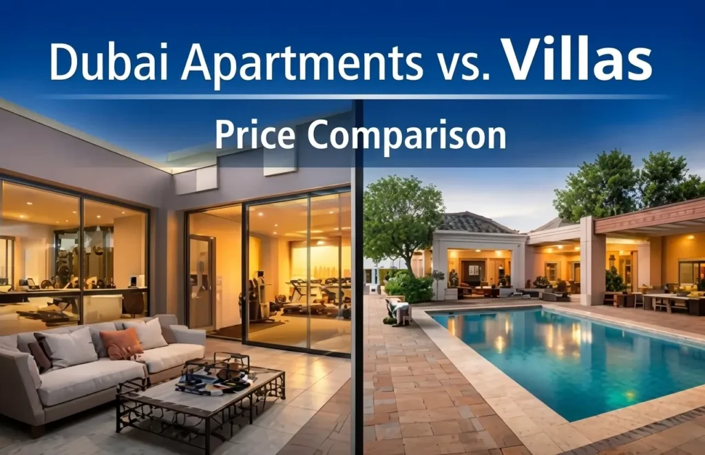 Dubai property prices comparison between apartments and villas in 2026 real estate market
