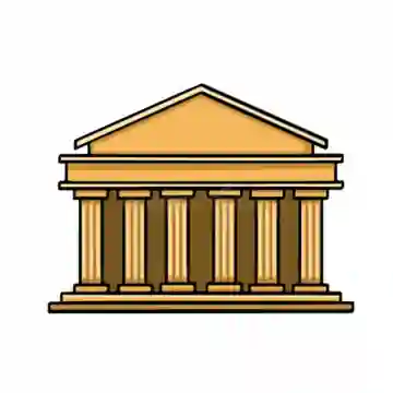 iconic architectural icon image yellow white background