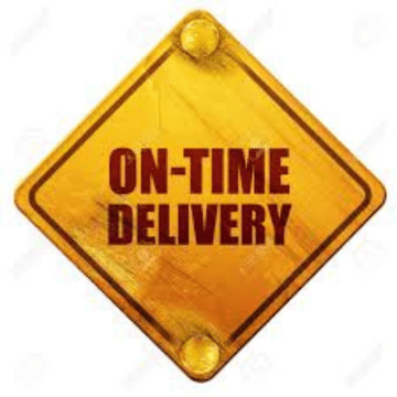 On Quality On-time Delivery yellow icon image white background
