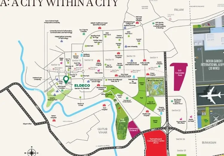 location map eldeco camelot dwarka delhi sector 17