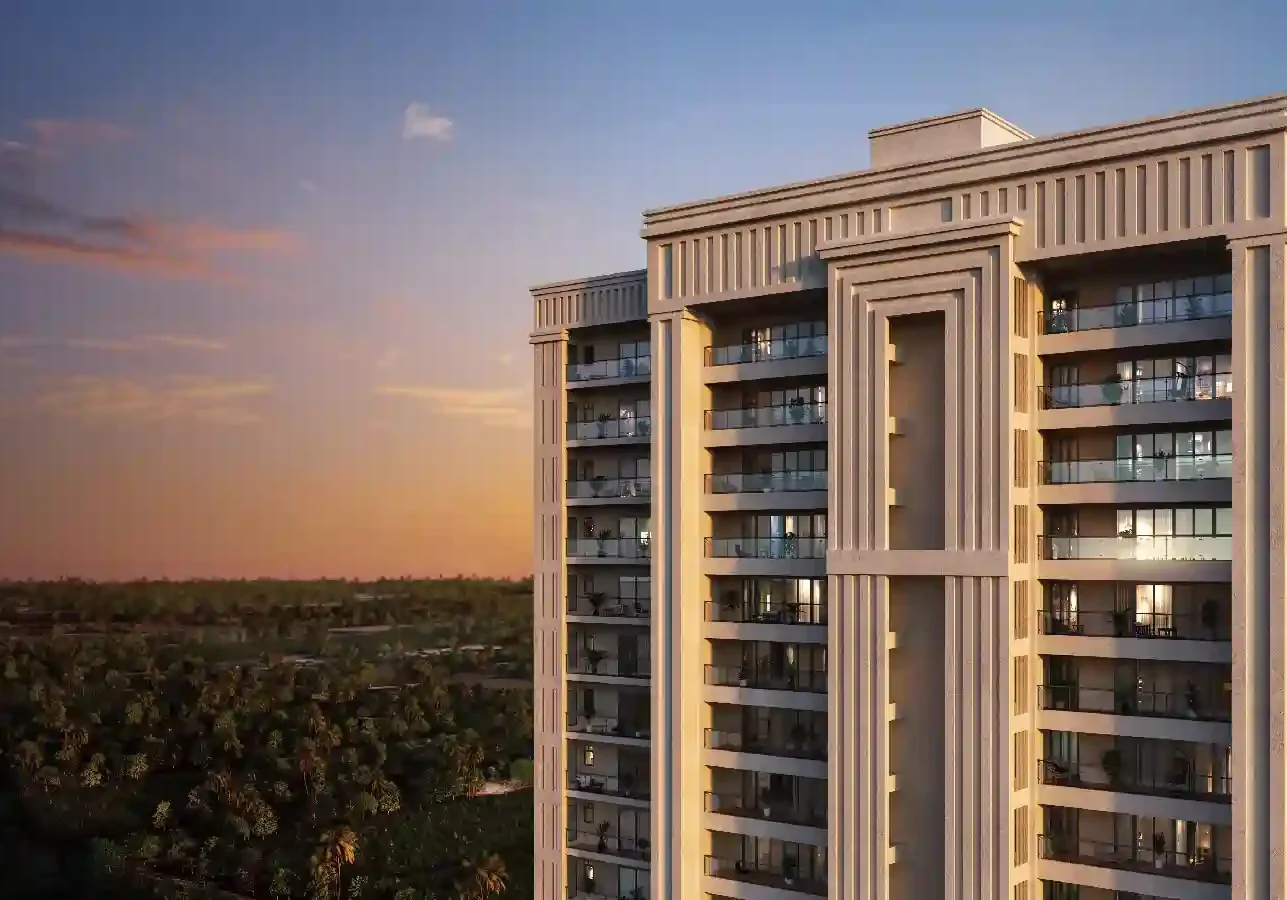 Godrej Vrikshya exterior view with lush green landscaping