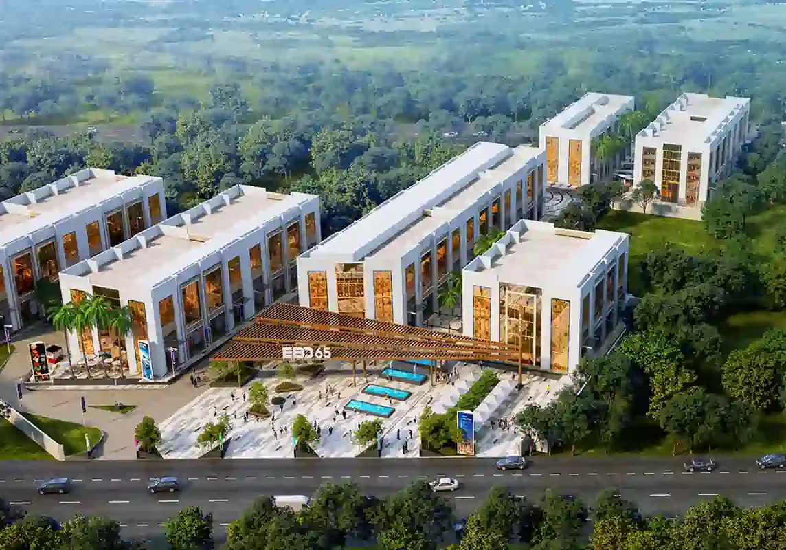 Front view of Emaar EBD 65 Gurgaon modern commercial complex
