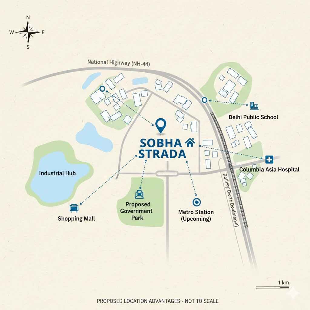 Sobha Strada Location Map – Sector 106 Gurgaon near Dwarka Expressway