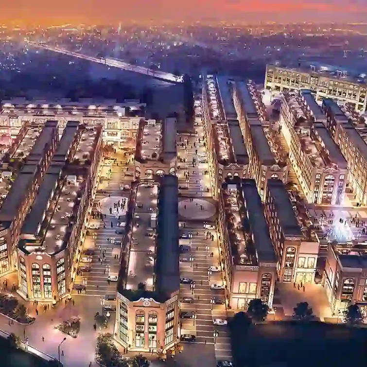 Spaze Grand Central 114 Gurgaon illuminated at night