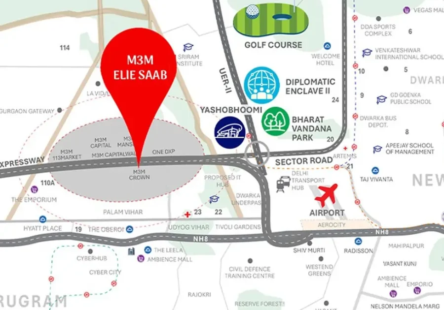 m3m elie saab location map