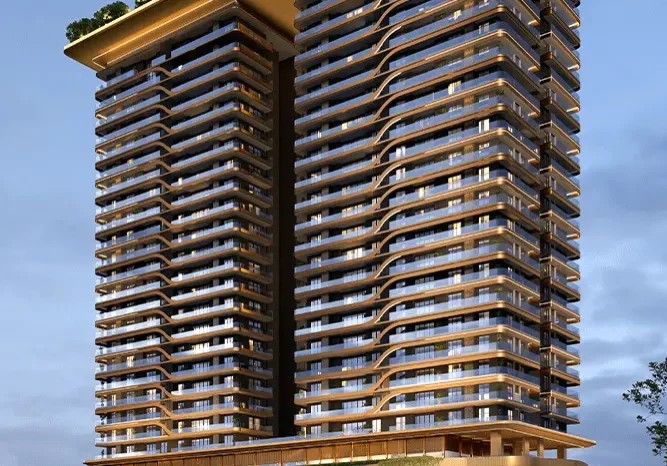 Grand entrance of Trevoc Royal Residences with landscaped surroundings