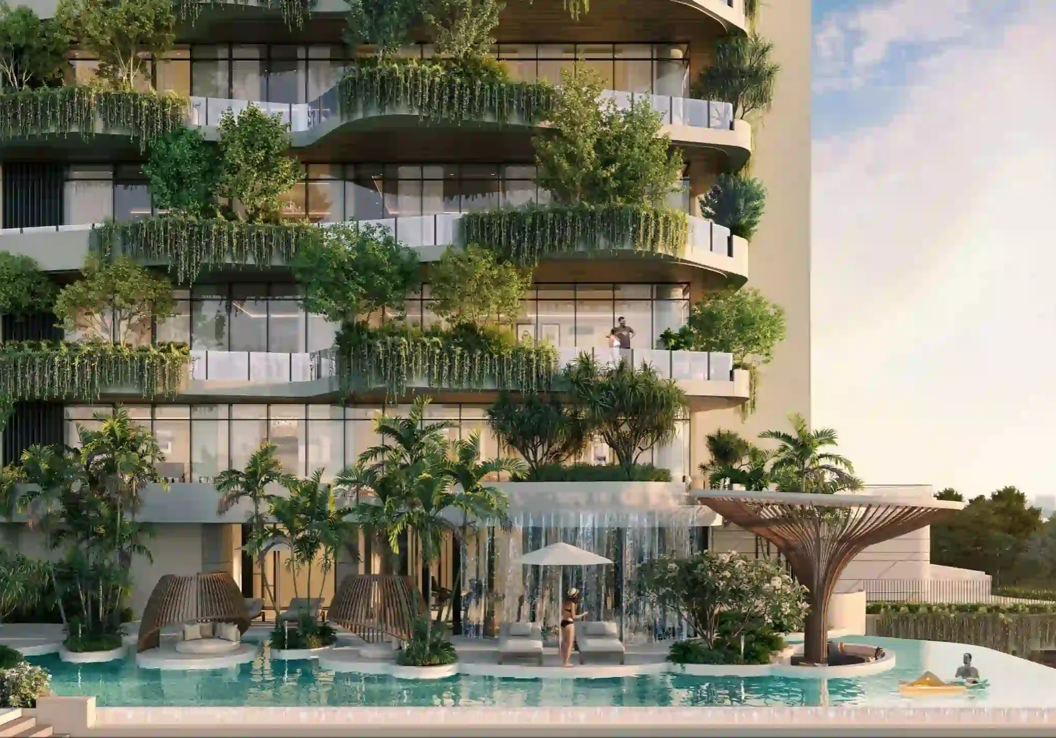 Adani Veris evening view with ambient lighting