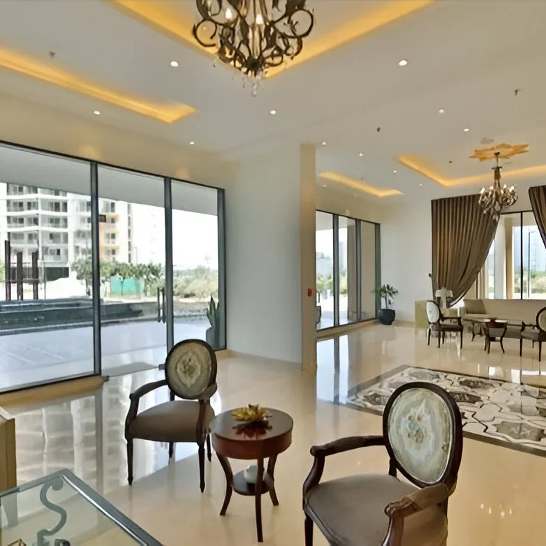 Spacious living room interior in AIPL Lake City 103 apartments