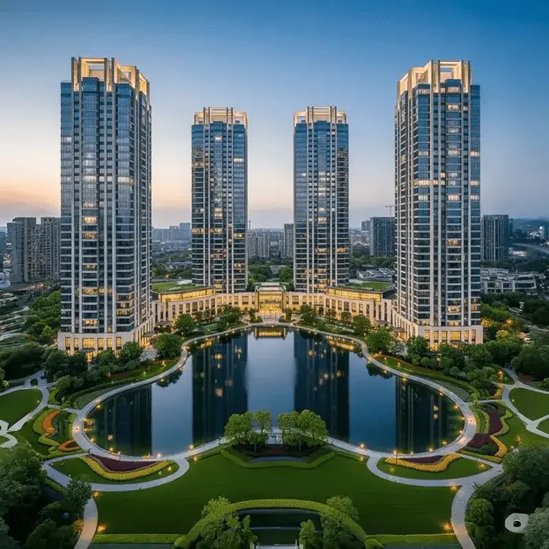 Luxury high‑rise towers of AIPL Lake City in Sector 103, Gurugram, overlooking landscaped gardens and a serene man‑made lake.