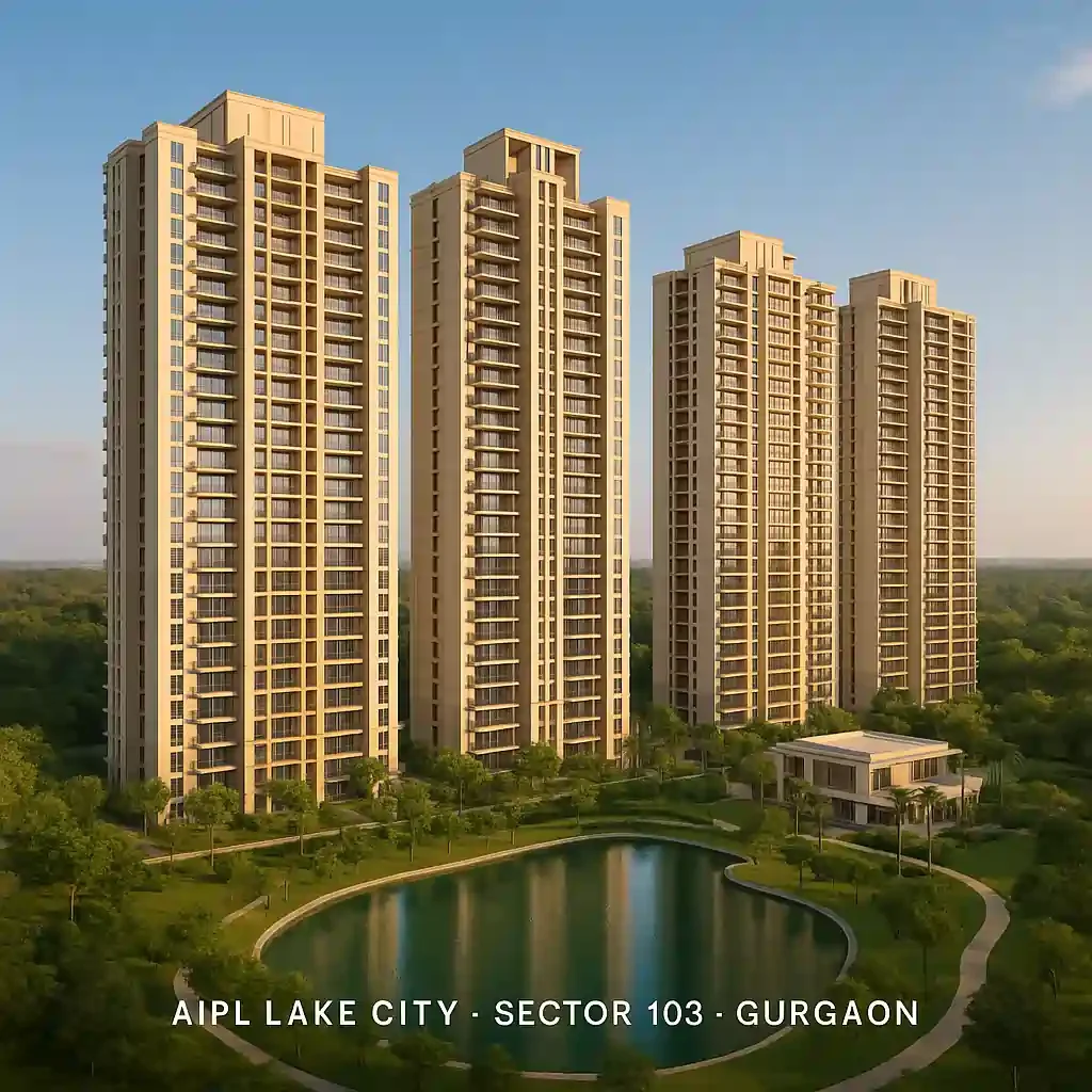 AIPL Lake City 103 master plan showing residential towers and landscaped greens