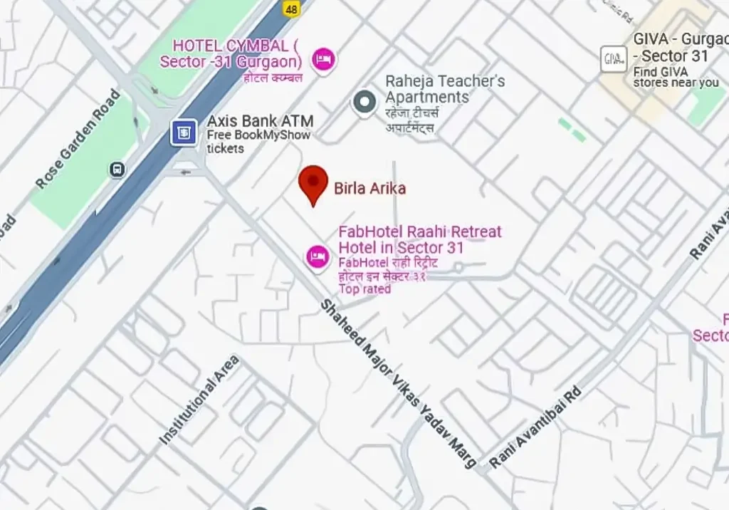 Birla Arika Sector 31 location and connectivity view