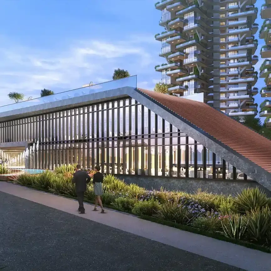 Rooftop amenities with skyline views at Trinity Sky Palazzo