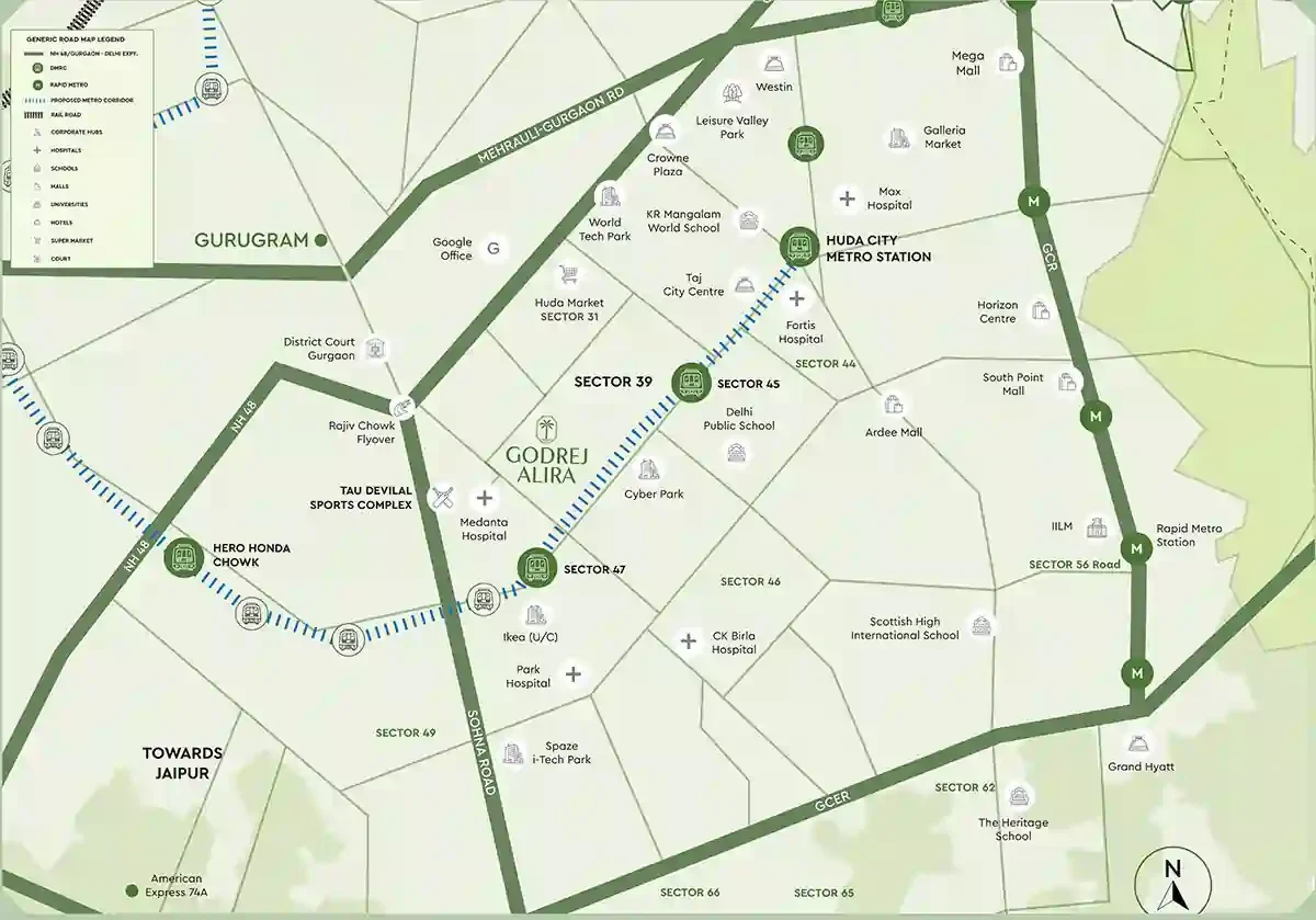 Godrej Alira is located in Sector 39, Gurugram (Gurgaon)
