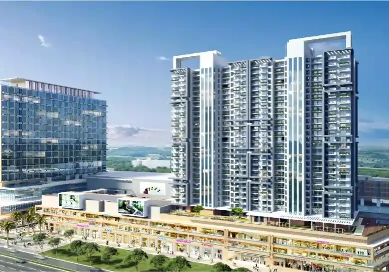 Wide pedestrian walkways and storefronts at M3M Corner Walk