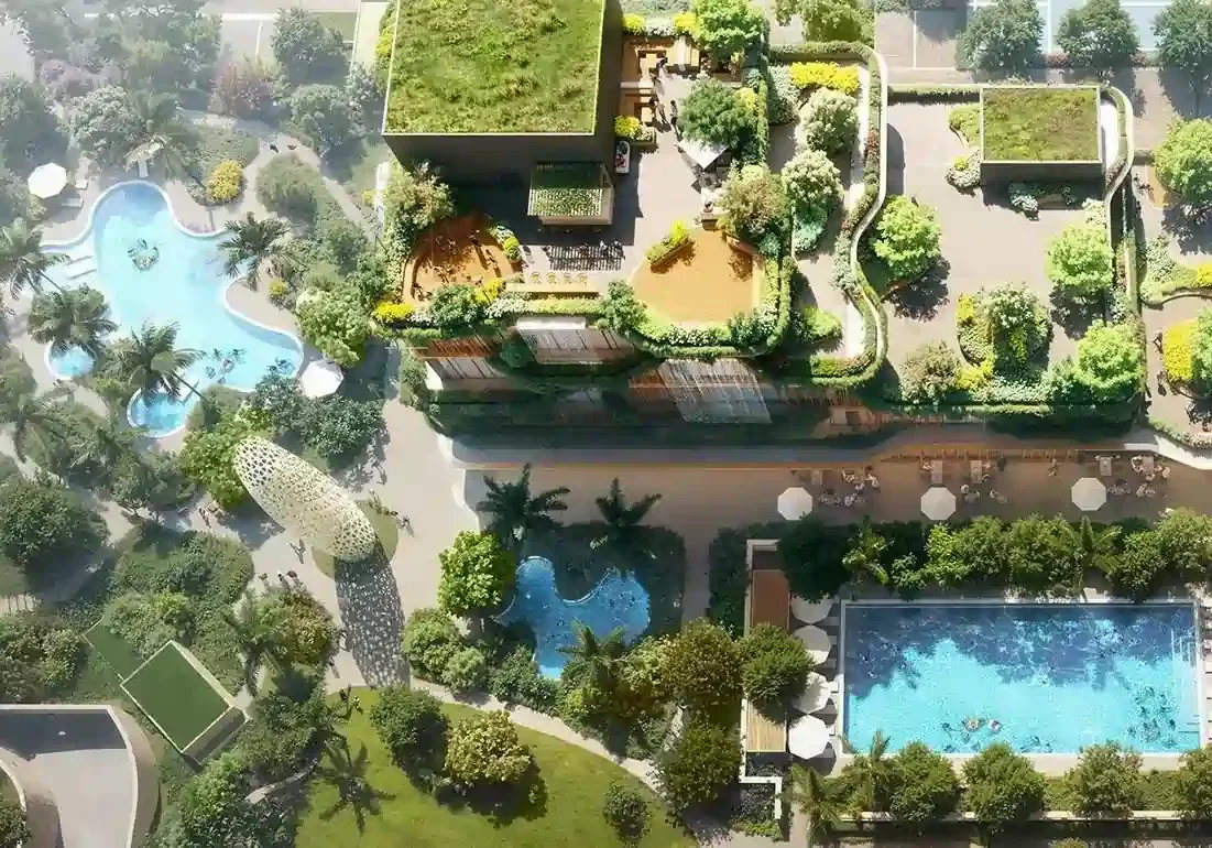 Landscaped gardens and open green areas at BPTP Verti Greens