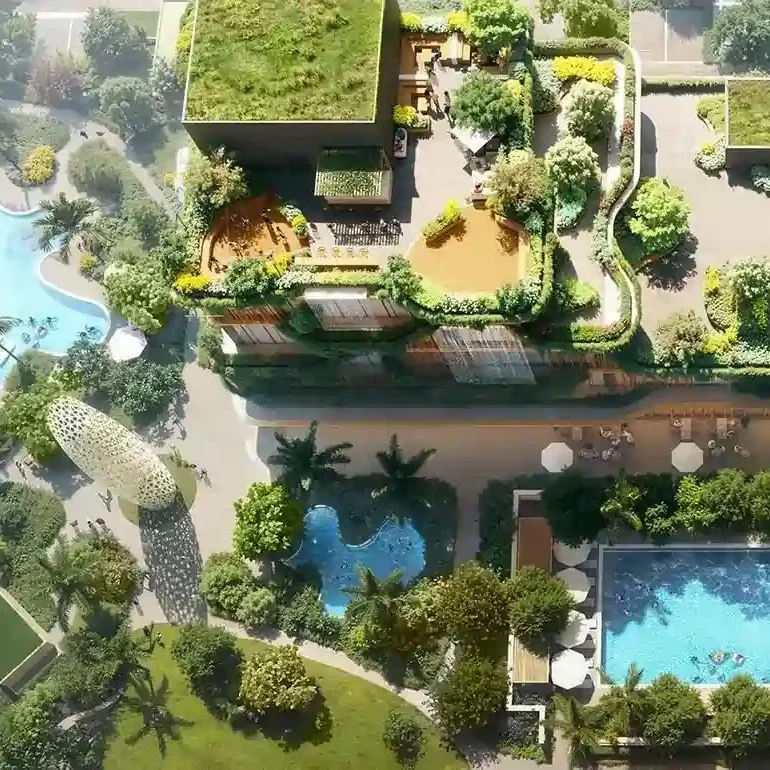 Landscaped gardens and open green areas at BPTP Verti Greens