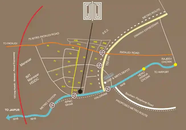 Orris Gateway Gurgaon location map near SPR and NH-48