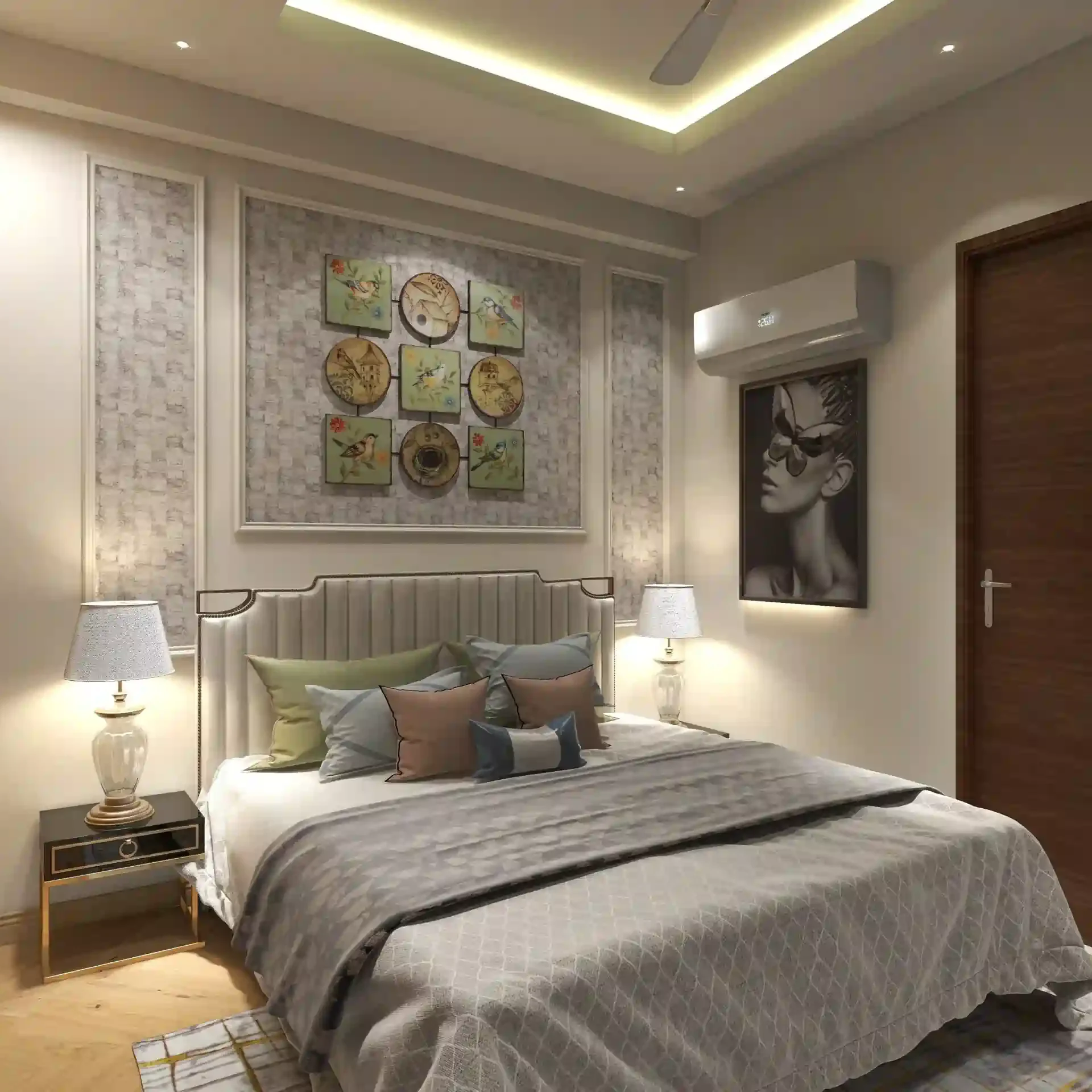 Modern 3 BHK bedroom interior at M2K Olive Greens, Sector 104 Gurgaon
