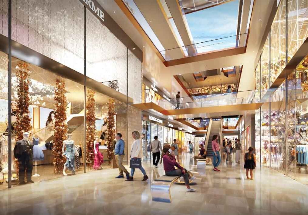 m3m jewel gurgaon sector 25 “Street view of M3M Jewel high‑street shops and food court.”