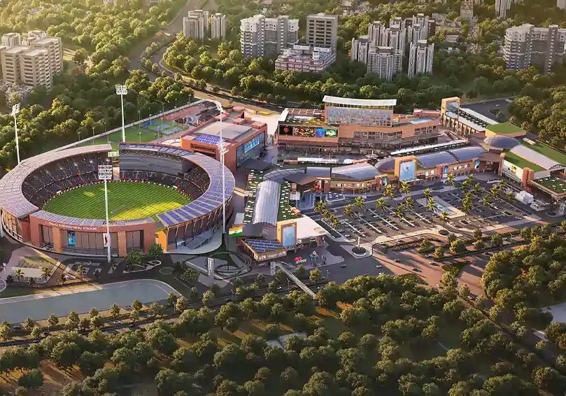 Modern commercial building at The Omaxe State with retail and office spaces